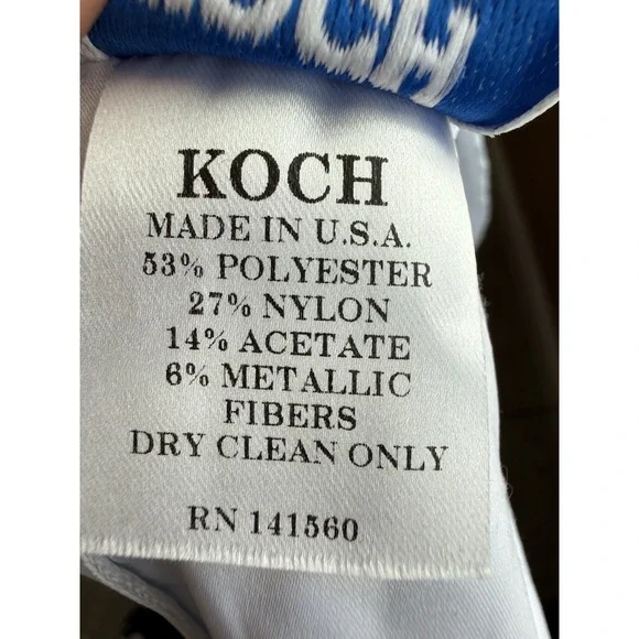 Koch Light Blue Floral Cropped Square Neck Flutter Sleeve Blouse S - Picture 6 of 6